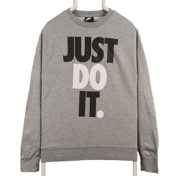 Vintage 90s black label gray JUST DO IT crewneck 2X logo spellout - Picture 1 of 4